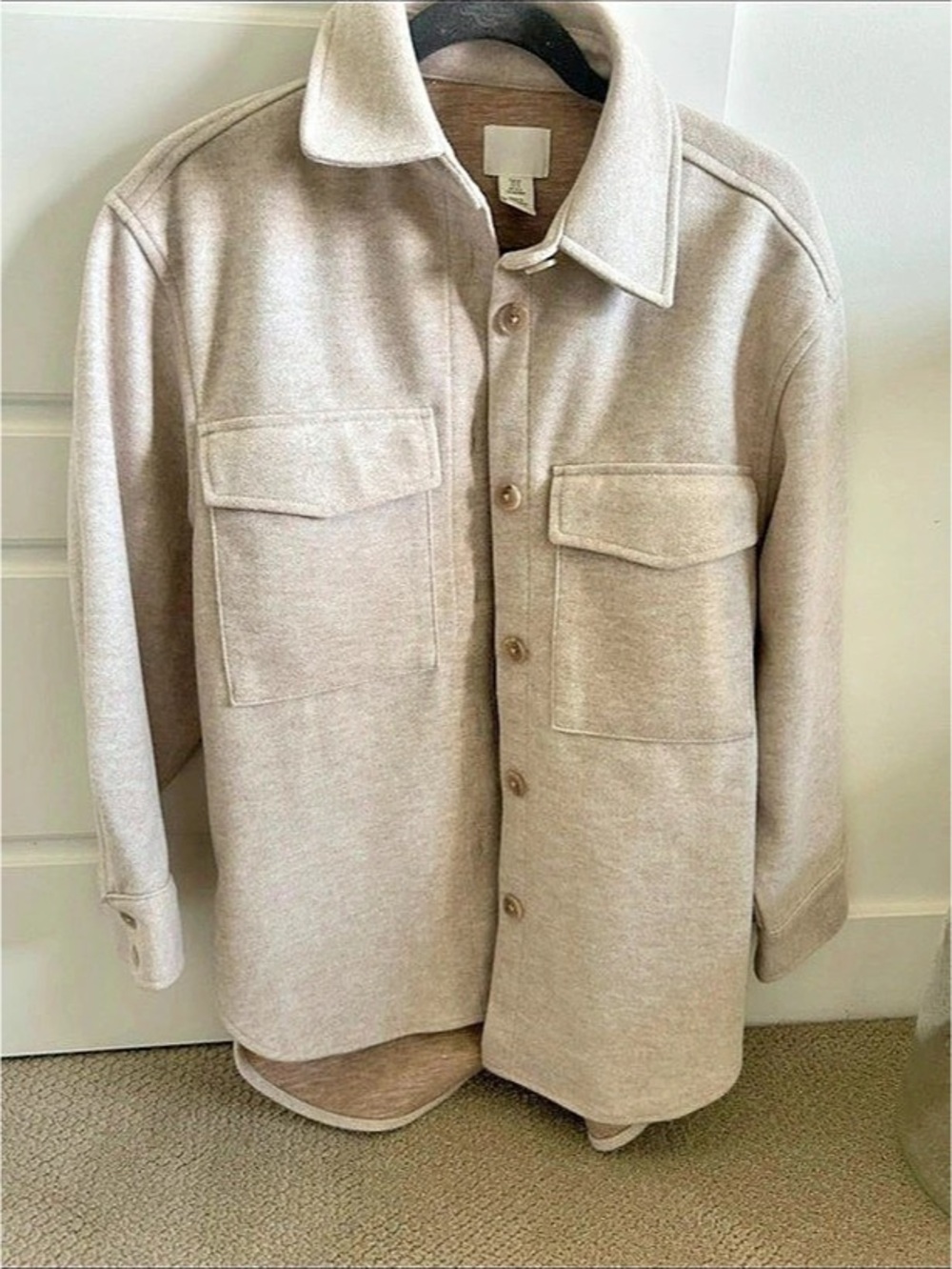 H&M Shirt Jacket in Beige